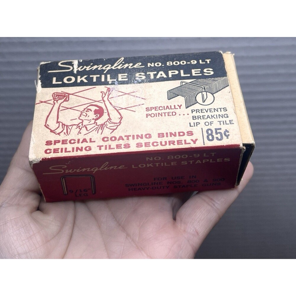 Vintage Swingline Loktile Staples No.800-9 LT 9/16 Mid Century Box USA Made